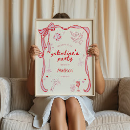 Galentine's Day Party Downloadbare Willkommensgruß Poster