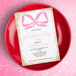 Galentines Day Party Glitzer Gold Rosa Bogen Einladung