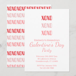 Galentine's Day Party Pink und Rot-Typografie Einladung