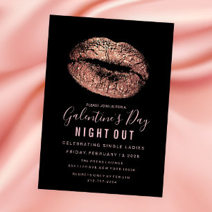 Galentine's Day Party Rose Gold Lippen Einladung