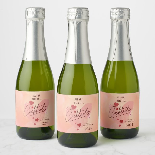 Galentine's Day Personalized Wine Bottle Label Set (Flaschen)