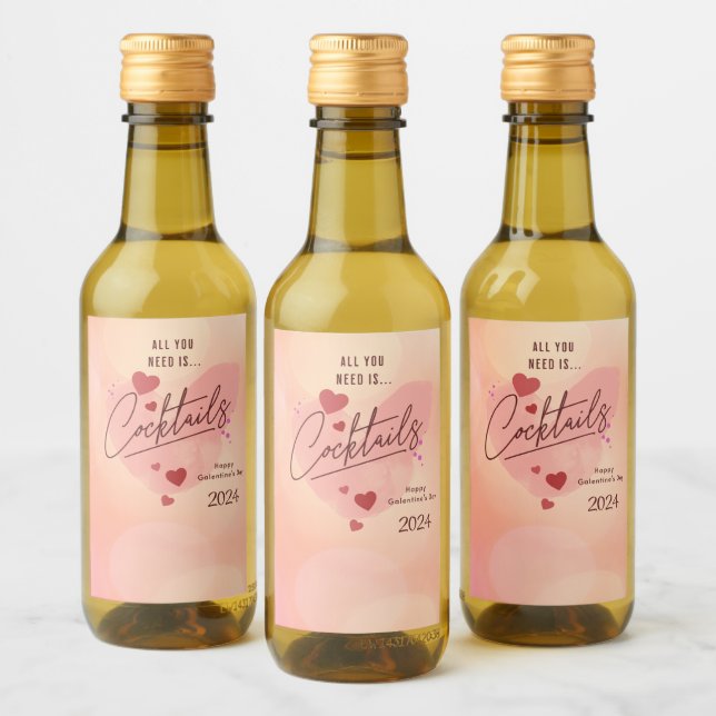 Galentine's Day Personalized Wine Bottle Label Set Weinetikett (Flaschen)