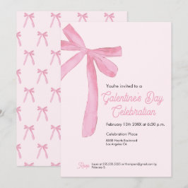 Galentine's day Pink Ribbon Bow Girly modern Einladung