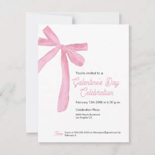 Galentine's Day Rosa Schleifenband Girly modern Einladung