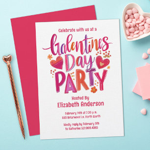 Galentines Day rote handgezeichnete Party-Einladun Einladung