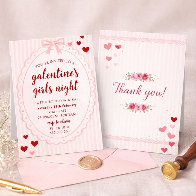 Galentine's Girls Night Invitation Template Einladung (Von Creator hochgeladen)