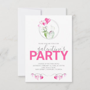 Galentines Invitations de fête Aquarelle Cactus