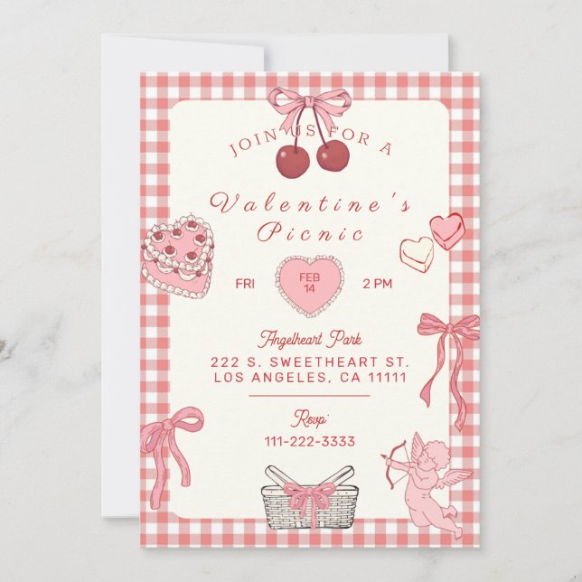Galentines Jour Pique-nique Invitation Invitation (Devant)