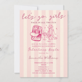 Galentines Let’s Go Girls Sardines Cocktails Party Einladung