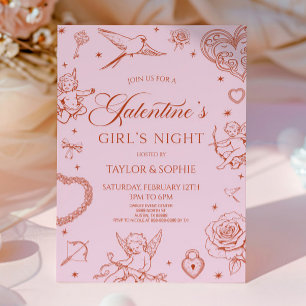 Galentine's Mädchenabend Valentinstag Party Einladung