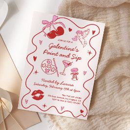Galentines Paint and Sip Girls Valentines Party Einladung