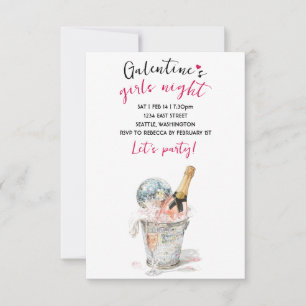 Galentines-Party-Einladung Champagner & Disco-Kuge RSVP Karte