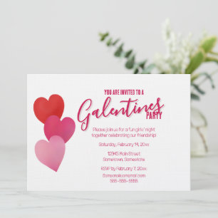 Galentines-Party mit 3 Herzen Einladung