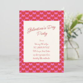 Galentine's Party Pink and Red Heart Valentine Einladung