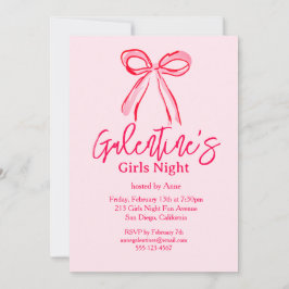 Galentine's Pink-Rot-Handgezeichnete Mädchen-Abend Einladung
