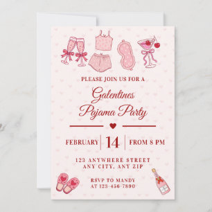 Galentines-Pyjama-Party Mädchen Valentinstag Einladung