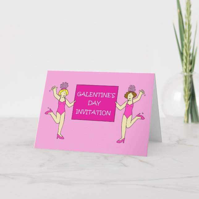 Galentines Tageseinladung, tanzende Damen Einladung (Vorderseite)