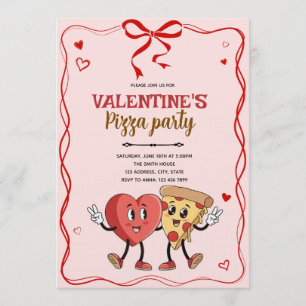 Galentines Valentins retro Pizza-Einladung Einladung
