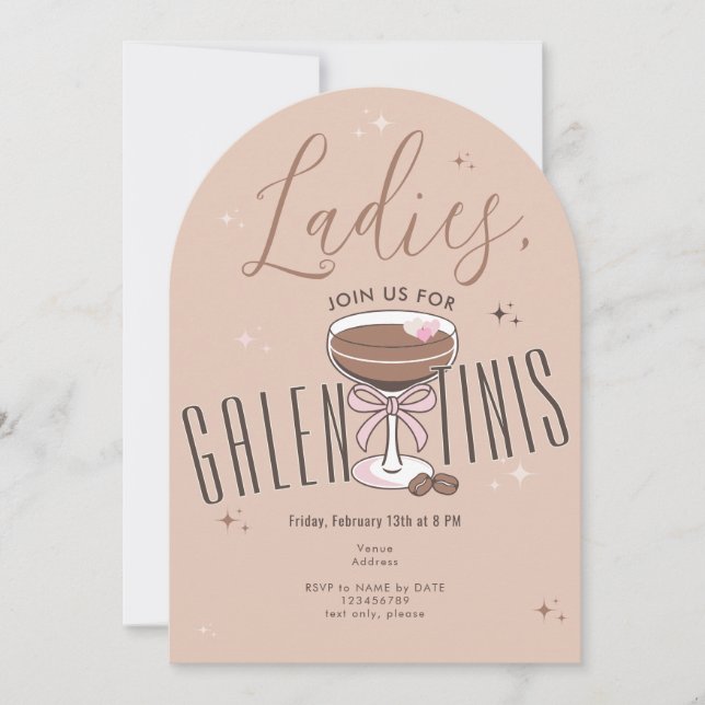 Galentini Martini Mocha Mousse Galentine Day Party Einladung (Vorderseite)
