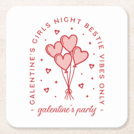 Galentinische Party-Valentininen bestickten Mädche Rechteckiger Pappuntersetzer