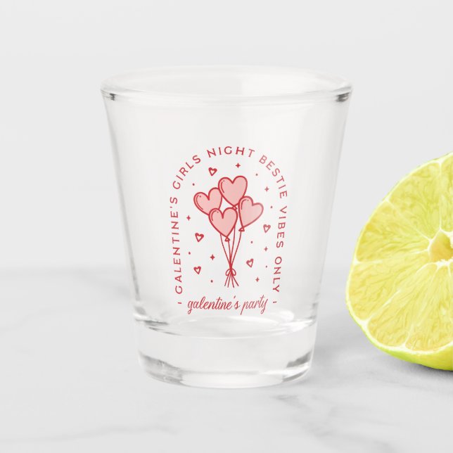 Galentinische Party-Valentininen bestickten Mädche Schnapsglas (Vorderseite)