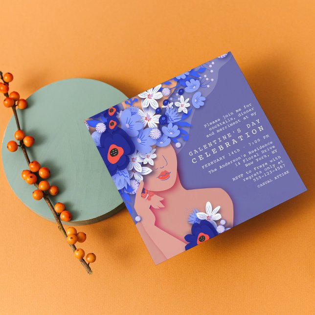 Galentinstag Feier Moderne Girly Floral Einladung (Von Creator hochgeladen)