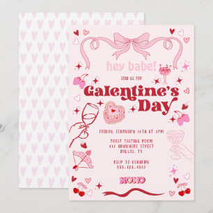 Galentinstag Vintager Coquette Rosa Einladung