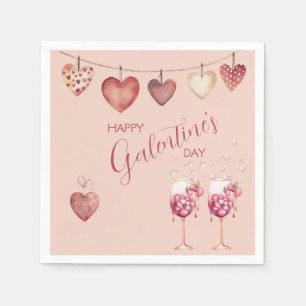Galentinstag Weingläser und Herz Serviette