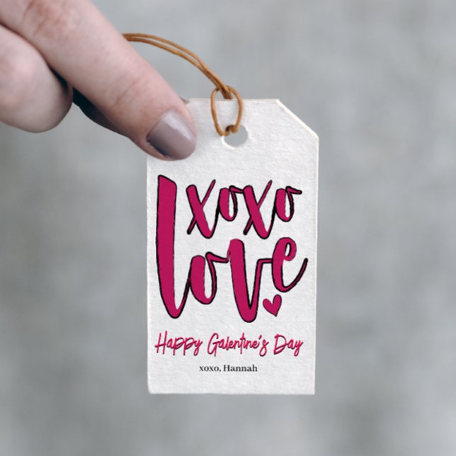 Galentinstag XOXO Liebe kühl rosa Geschenkanhänger (Von Creator hochgeladen)