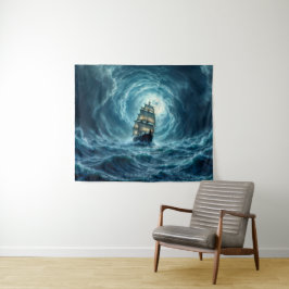 Galeon Schiff Sturm mondbeleuchtete Ozeanreise Wandteppich