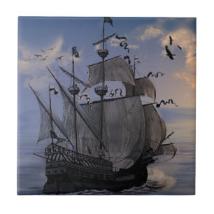 Galeone unter Vollsegeln Fliese