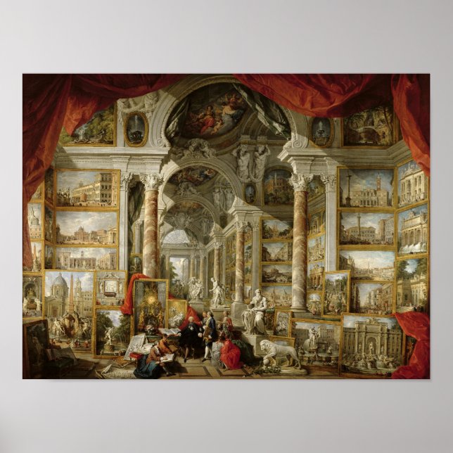Galerie mit Blick auf das moderne Rom, 1759 Poster (Vorne)