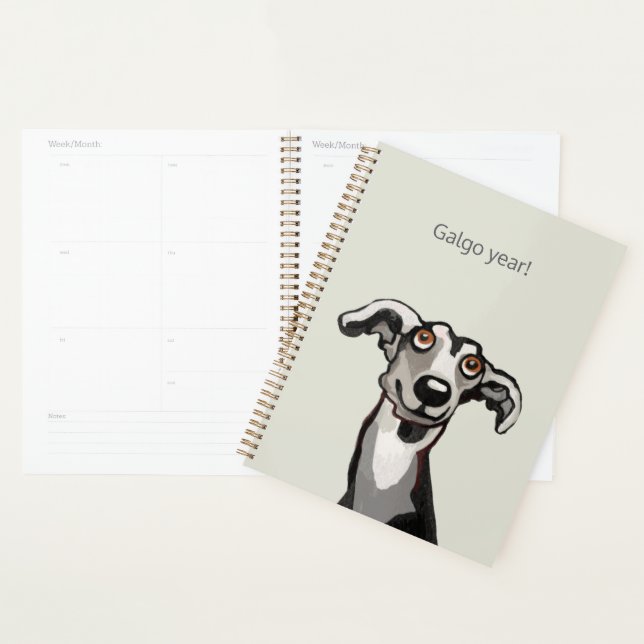 Galgo zeichne Schwarzweiß und Grau Planer (Anzeige)