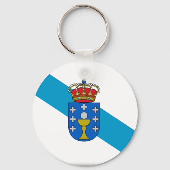 Galicia (Spain) Flag Schlüsselanhänger (Vorderseite)