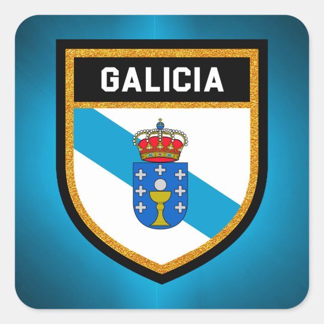Galicien-Flagge Quadratischer Aufkleber (Vorderseite)