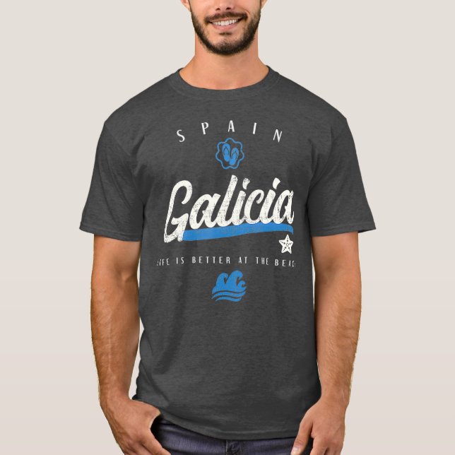 Galicien Spanien Strand T-Shirt (Vorderseite)