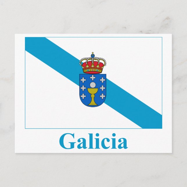 Galicienflagge mit Namen Postkarte (Vorderseite)