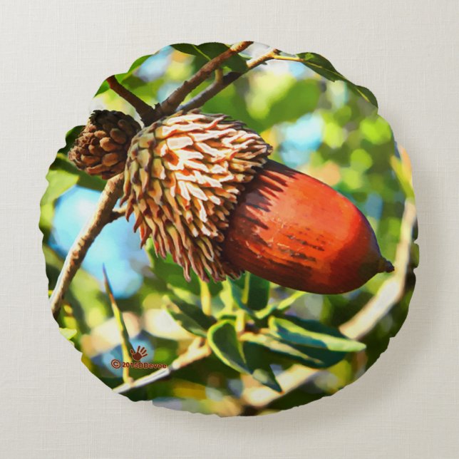 Galilee Acorn Rundes Kissen (Vorderseite)