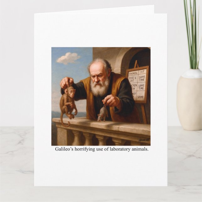 Galileo schreckt vor Labortieren zurück. Karte (Vorderseite)