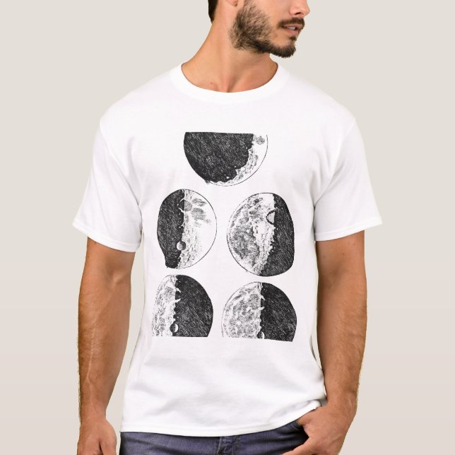 Galileo-Zeichnungen der Mondphasen T-Shirt (Vorderseite)