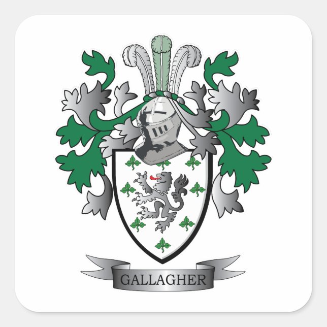 Gallagher-Wappen Quadratischer Aufkleber (Vorderseite)