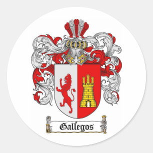 GALLEGOS-FAMILIENWAPPEN - GALLEGOS-WAPPEN RUNDER AUFKLEBER