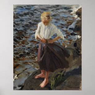 Gallen-Kallela - Ein Mädchen im Wind Poster