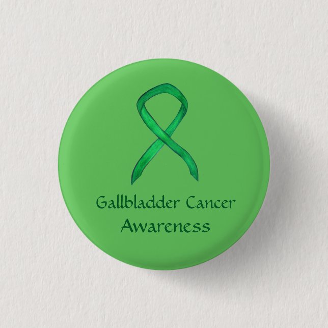 Gallenblase Krebs Green Awareness Ribbon Button (Vorderseite)