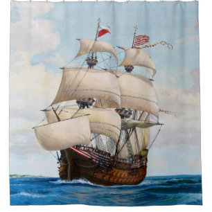 Galleon Kriegsschiff am Seeduschvorhang Duschvorhang