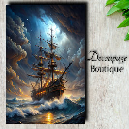 Galleon Storm Voyage Decoupage Seidenpapier