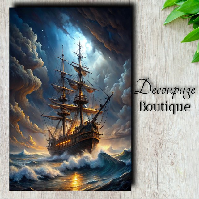 Galleon Storm Voyage Decoupage Seidenpapier (Galleon Storm Voyage Decoupage Tissue Paper)