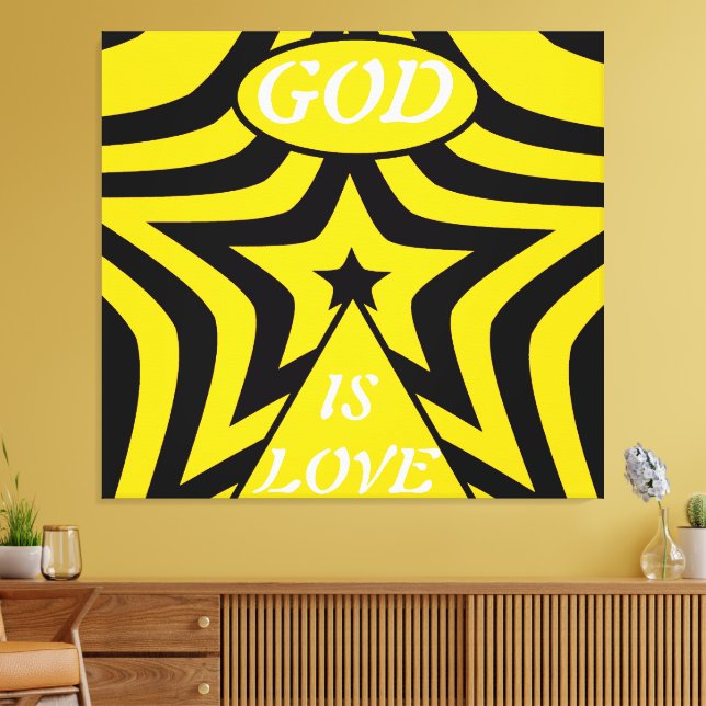 Gallery-Wrapped Canvas: Cyber Yellow & Black Star  Leinwanddruck (Insitu (Wohnzimmer))