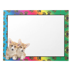 Gallois Corgi coloré chien patte motif bloc-notes