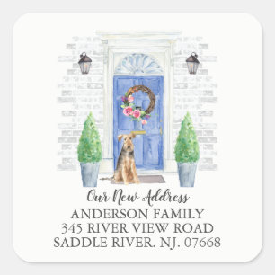 Gallois Terrier Blue Door New Address Étiquette S